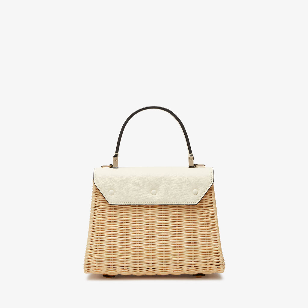 Iside Wicker Top Handle Mini Bag - Beige / Pergamena White