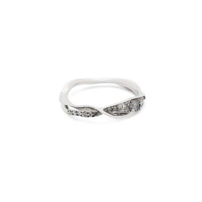 18K White Gold Wisp Diamond Stackable Ring