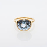Oval Faceted Blue Sapphire Ring