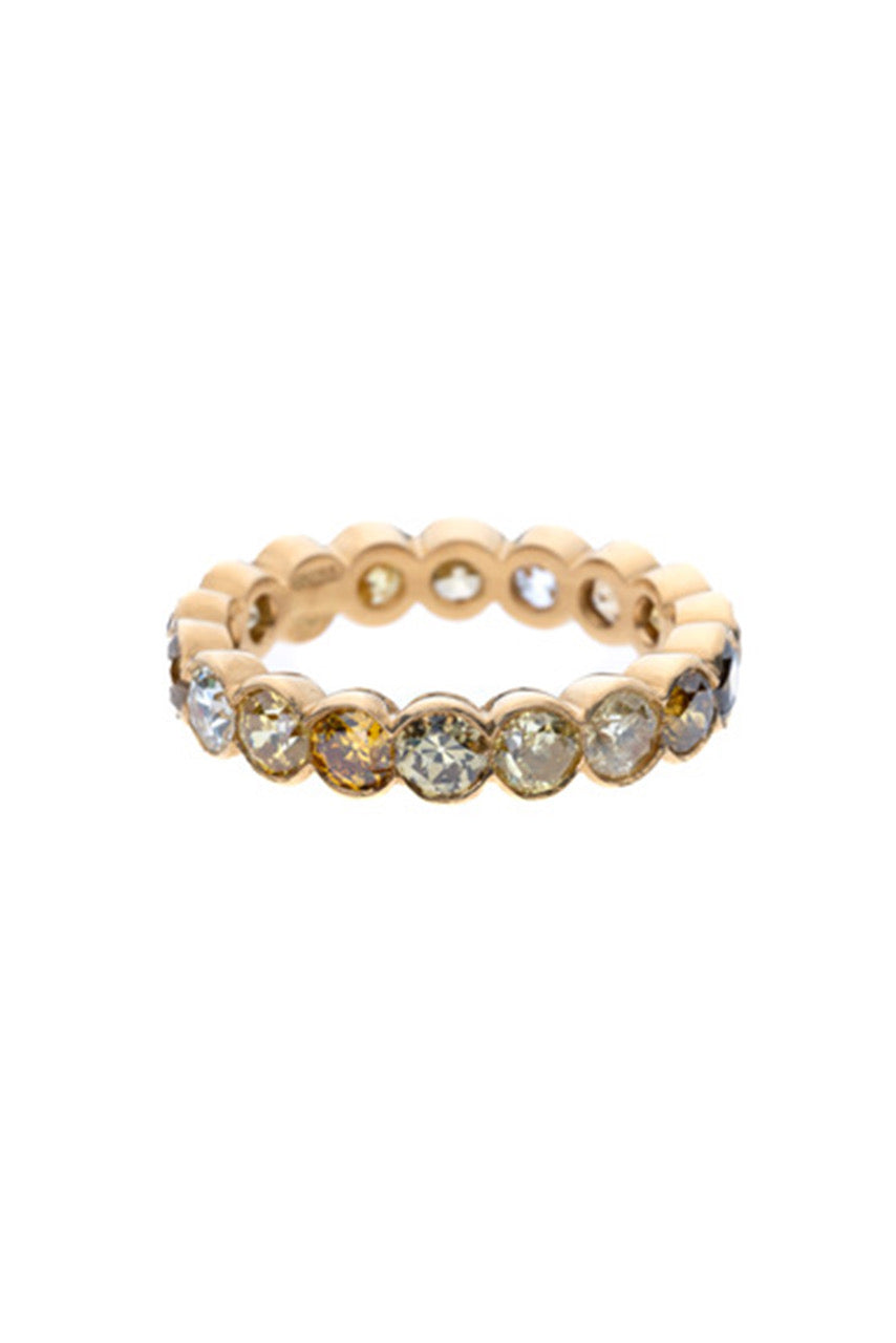 Coloured Diamond Ovals Set into 22K Yellow Gold Eternity Ring