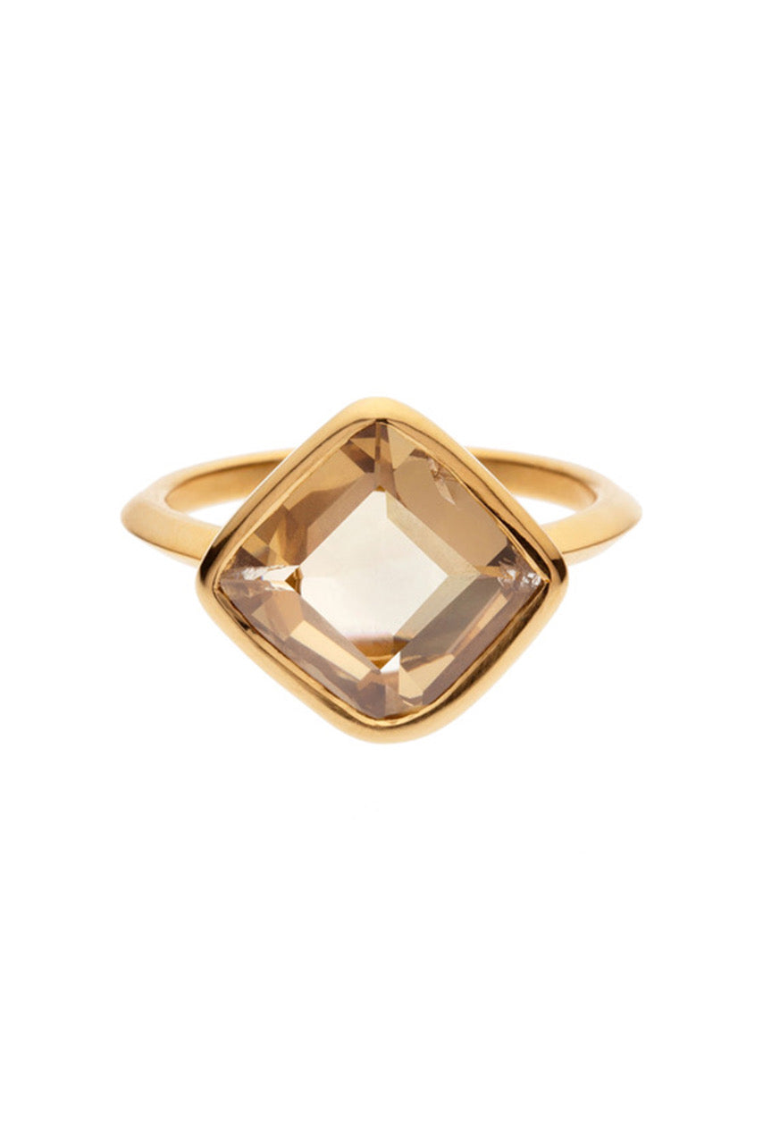 22K Yellow Gold Square Table Cut Diamond Ring