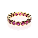 18 Round Cut Rubies Set in a 22K Yellow Gold Eternity Ring