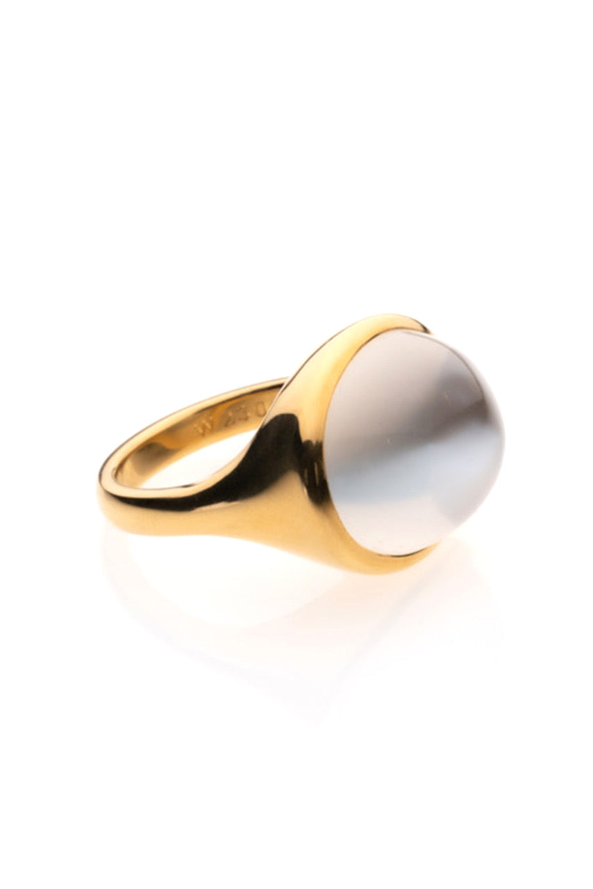 Moonstone Set in a 22K Yellow Gold Signet-Type Ring