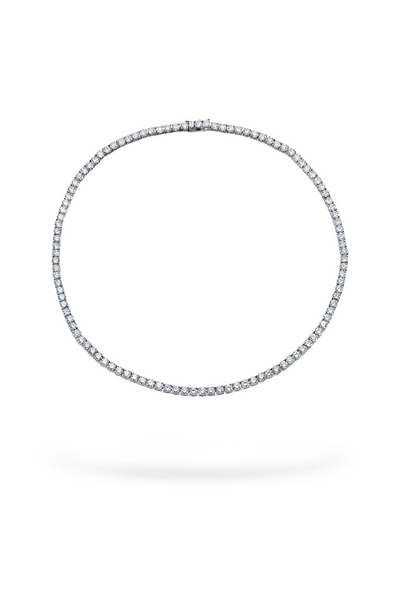 18K White Gold 16.5" 4-Prong Tennis Necklace