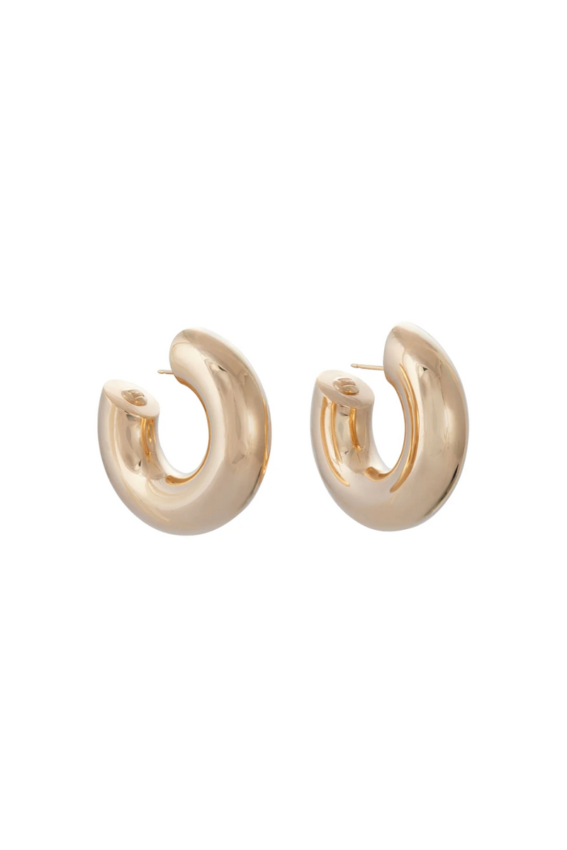 18K Yellow Gold Wide Tubular Hoop Earrings