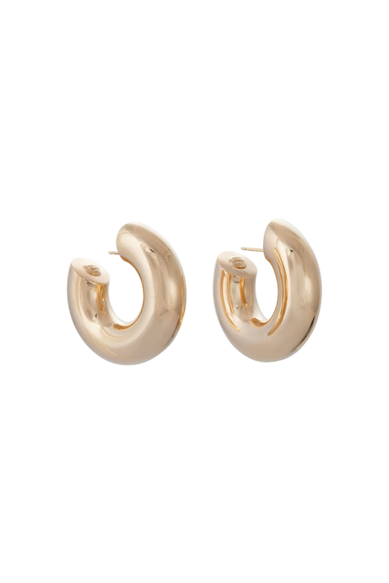 18K Yellow Gold Wide Tubular Hoop Earrings