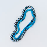Sleeping Beauty Turquoise Heishi and Tahitian Round Pearls
