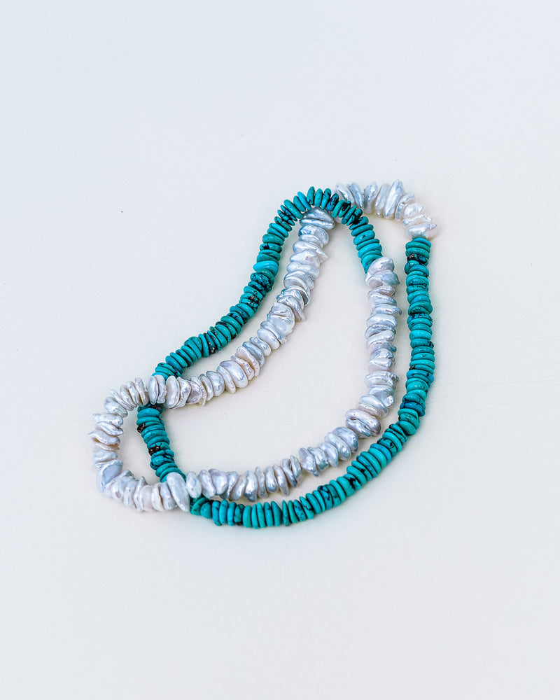 Turquoise Beads and Freshwater Keshi Pearls
