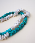 Turquoise Beads and Freshwater Keshi Pearls