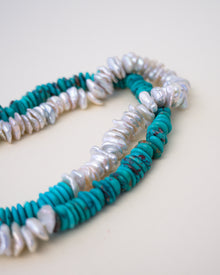 Turquoise Beads and Freshwater Keshi Pearls