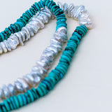 Turquoise Beads and Freshwater Keshi Pearls