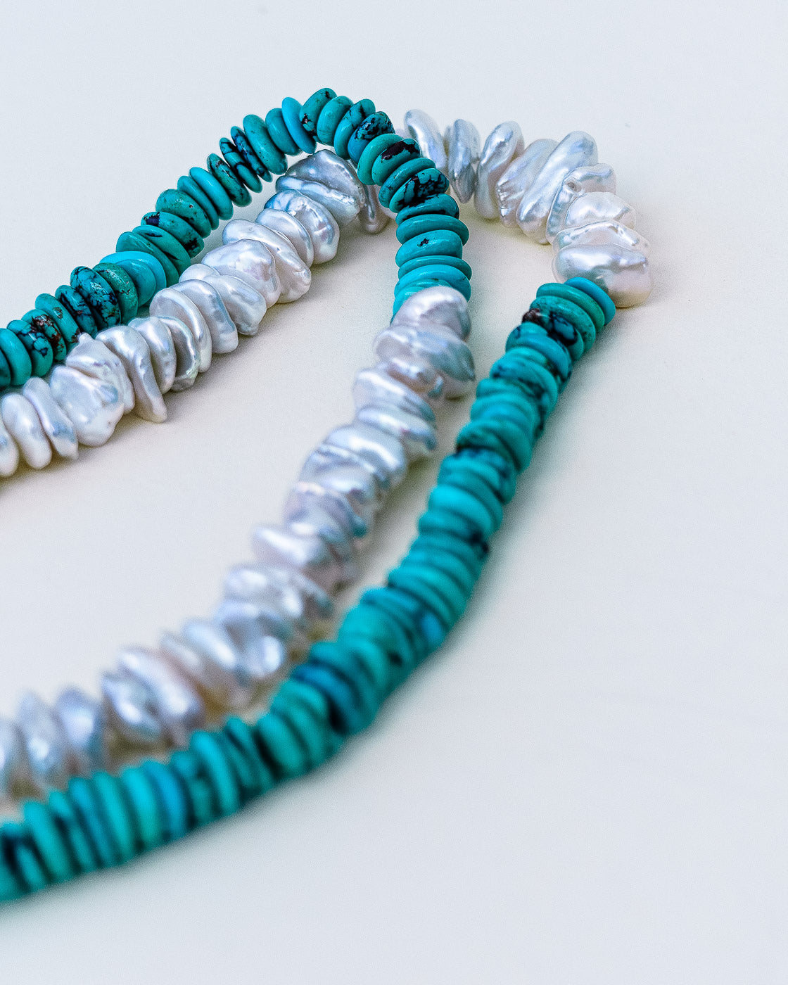 Turquoise Beads and Freshwater Keshi Pearls