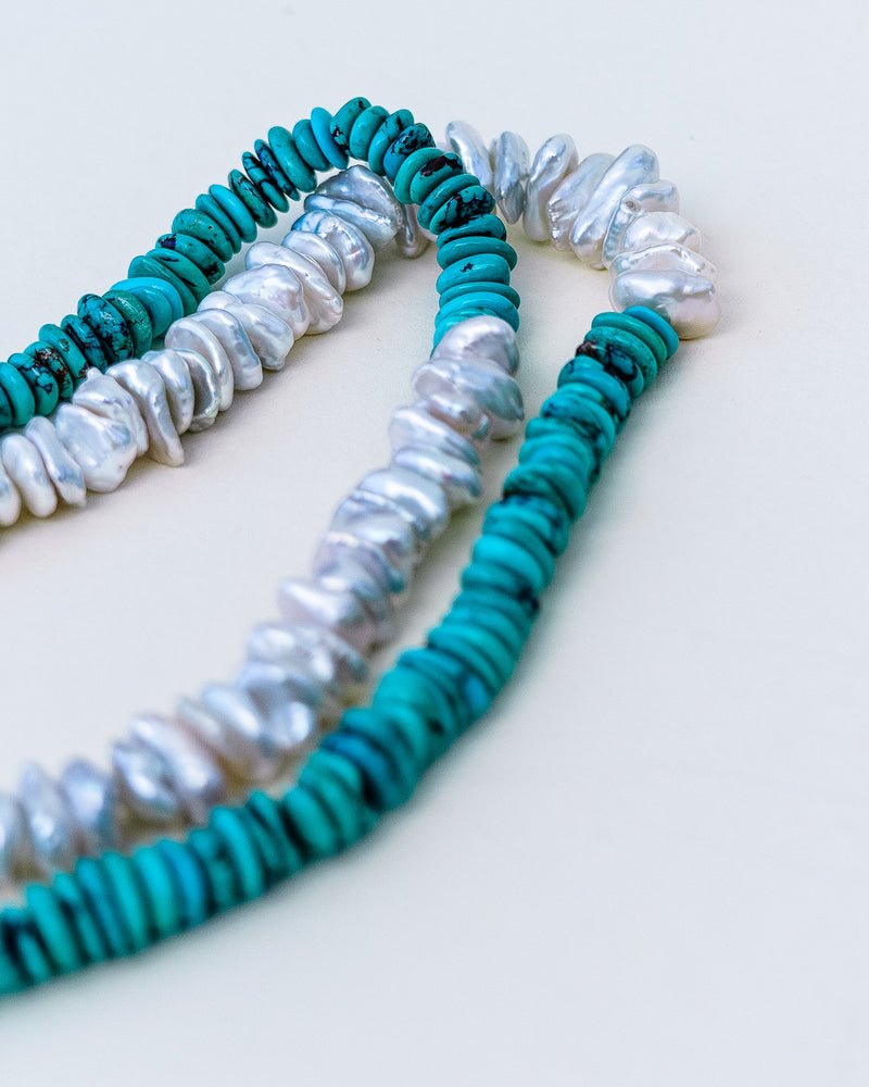 Turquoise Beads and Freshwater Keshi Pearls