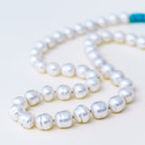 Small White Baroque Pearl Necklace with Turquoise Beads