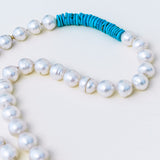 Small White Baroque Pearl Necklace with Turquoise Beads