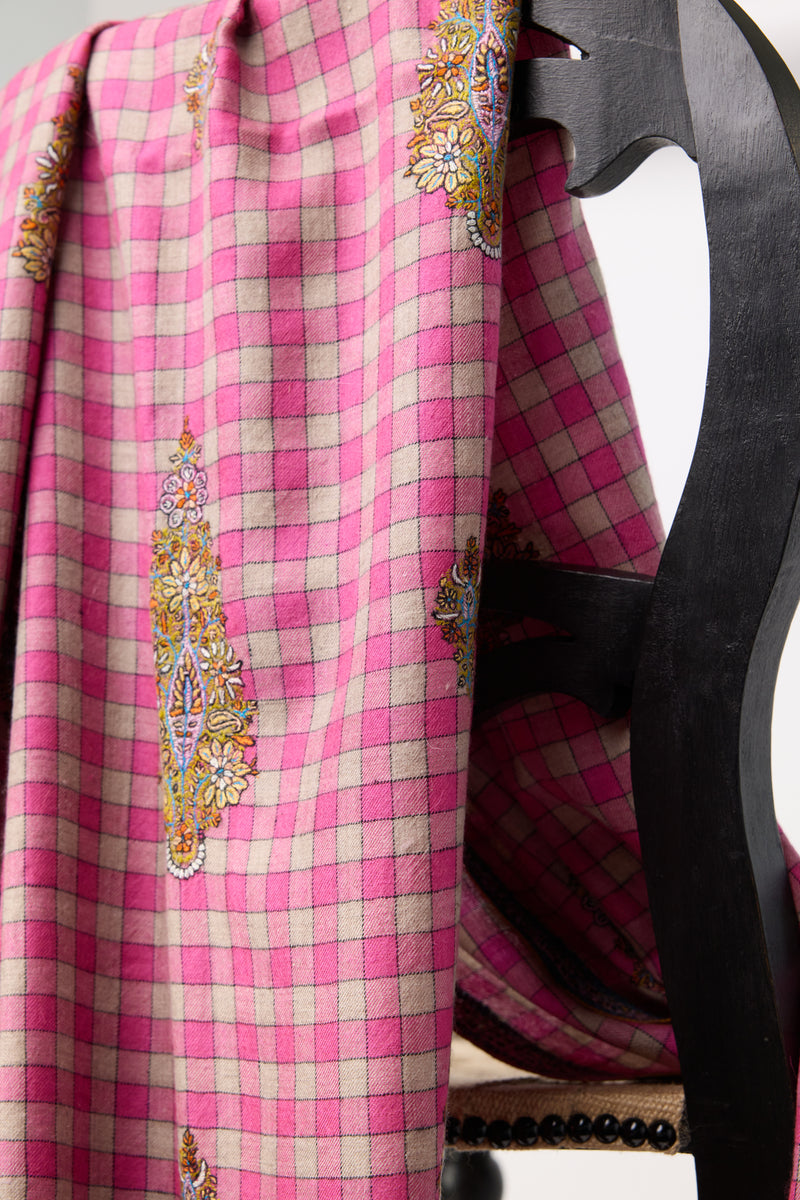 Embroidered Shawl - Pink/Floral