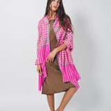 Yaser Shaw Embroidered Shawl - Pink/Ivory Checkered Eyes