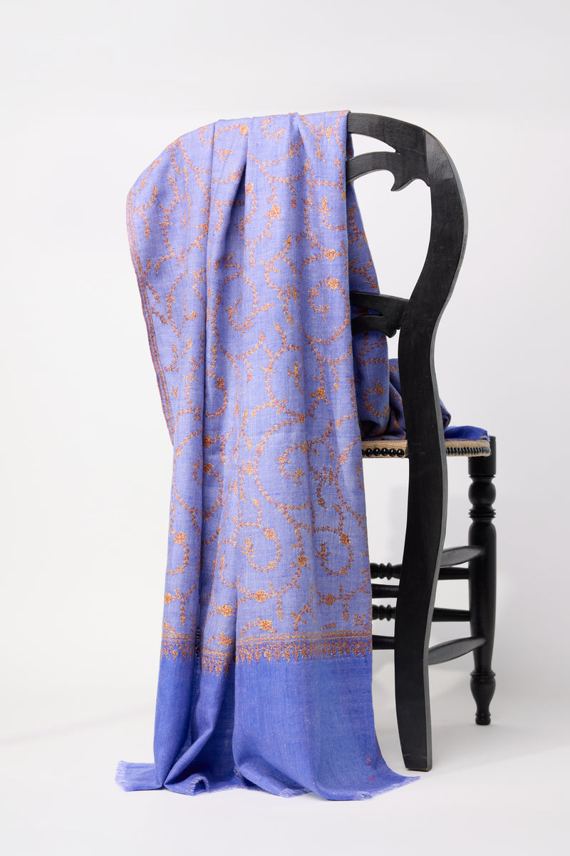 Embroidered Shawl - Purple Spirals