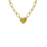 18K Yellow Gold Bezel Set Heart Cut Fancy Yellow Diamond Necklace