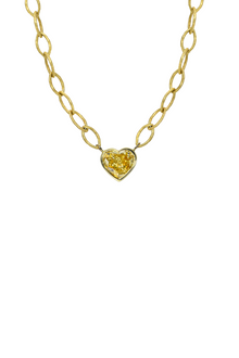 18K Yellow Gold Bezel Set Heart Cut Fancy Yellow Diamond Necklace