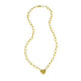 18K Yellow Gold Bezel Set Heart Cut Fancy Yellow Diamond Necklace