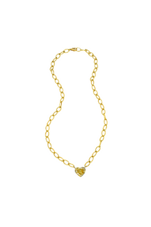 18K Yellow Gold Bezel Set Heart Cut Fancy Yellow Diamond Necklace
