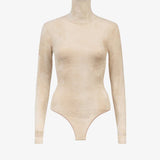 Azzedine Alaia Camel Clair High Neck Velvet Bodysuit