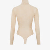 Azzedine Alaia Camel Clair High Neck Velvet Bodysuit