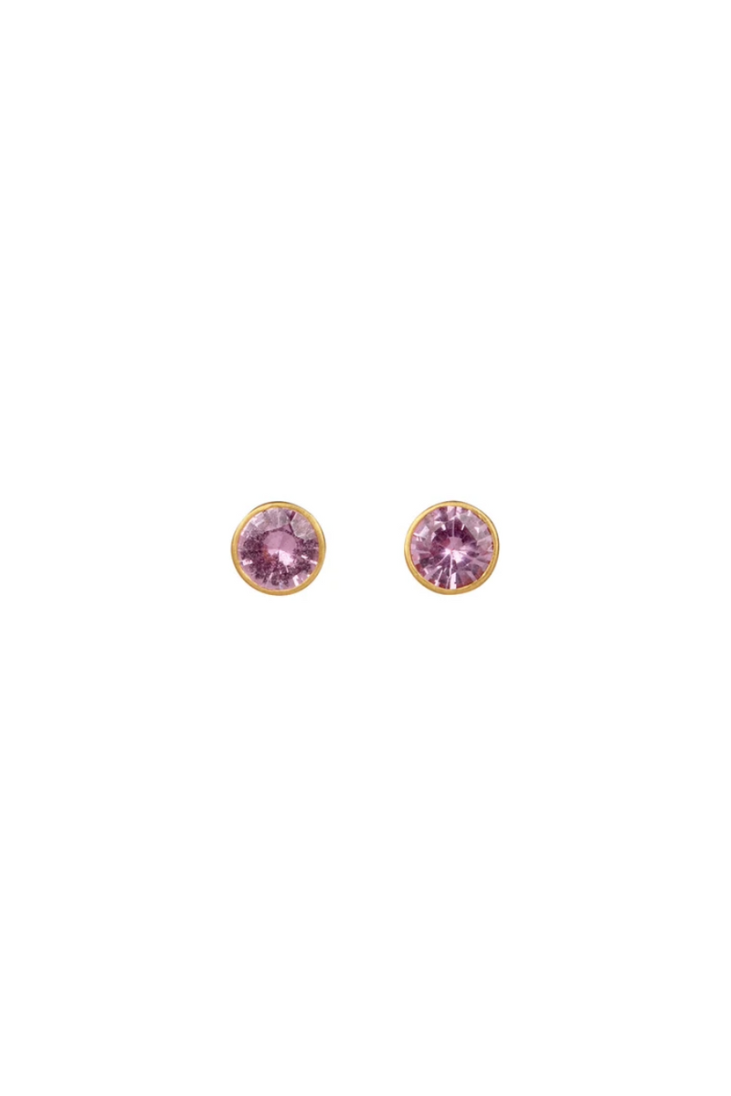 22K Yellow Gold Pink Sapphire Bindi Studs