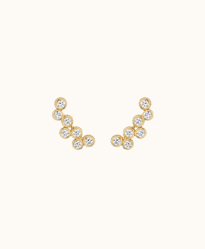18K Yellow Gold Diamond Clique Earrings