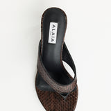Alaia Snake Skin Thong Mule Brun Fonce