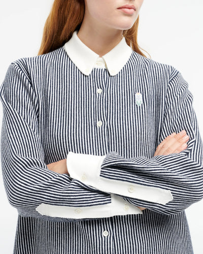 Cashmere and cotton striped shirt - Navy and White