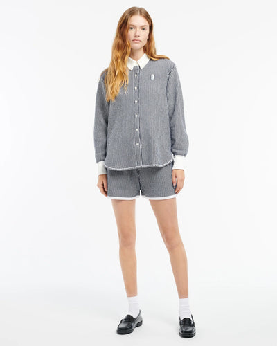 Cashmere and cotton striped shirt - Navy and White