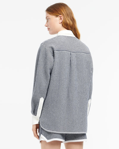 Cashmere and cotton striped shirt - Navy and White