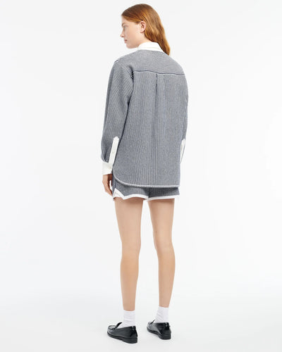 Cashmere and cotton striped shirt - Navy and White