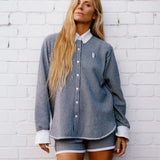 Cashmere and cotton striped shorts - Navy and White