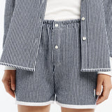 Cashmere and cotton striped shorts - Navy and White