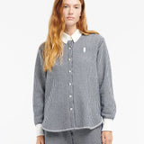 Cashmere and cotton striped shorts - Navy and White