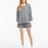 Cashmere and cotton striped shorts - Navy and White