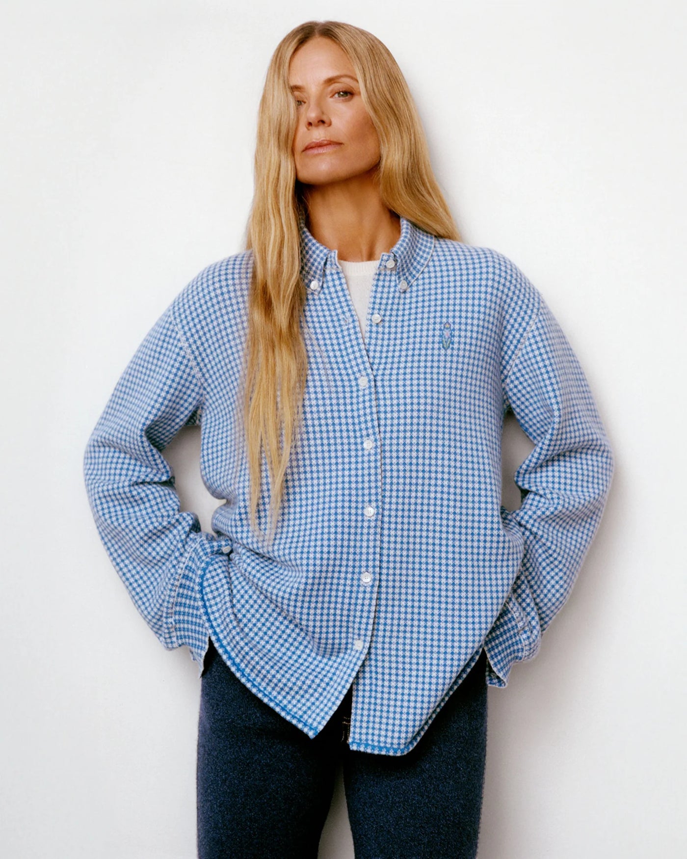 Cashmere and cotton gingham shirt
