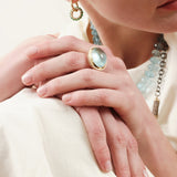 Ileana Makri Cabochon Aquamarine & Brown Diamond Ring