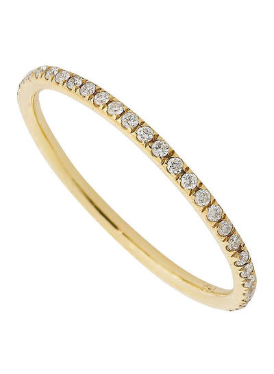 18K Yellow Gold Thread Ring with Diamonds