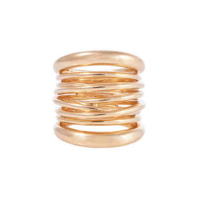 18K Yellow Gold Tall Scribble Ring