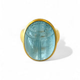 Darlene de Sedle 22k Gold Aquamarine Scarab Ring