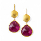 Darlene de Sedle Faceted Rubelite Earrings with Small Sun Discs