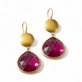 Darlene de Sedle Faceted Rubelite Earrings with Small Sun Discs