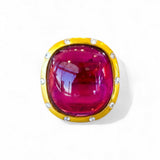 Darlene de Sedle 22k Gold Cabochon Rubelite and Diamond Ring