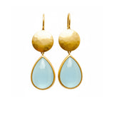 Darlene de Sedle 22K Yellow Gold Sundisc Earrings with Pear Shaped Aquamarines