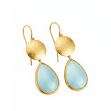Darlene de Sedle 22K Yellow Gold Sundisc Earrings with Pear Shaped Aquamarines