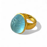 Darlene de Sedle 22k Gold Aquamarine Scarab Ring